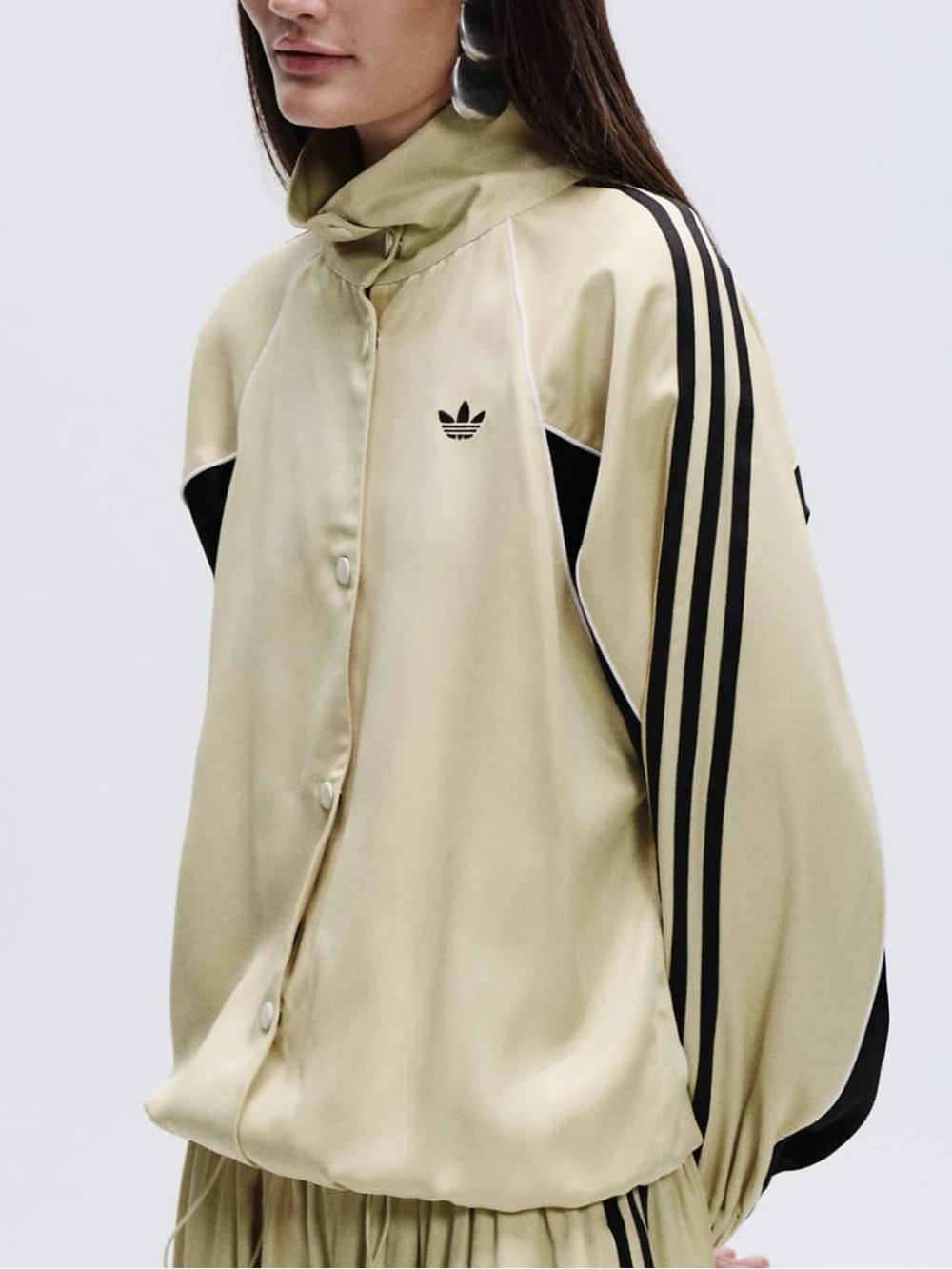 adidas x ASOS Buttermilk Satin Funnel Neck Track Top L